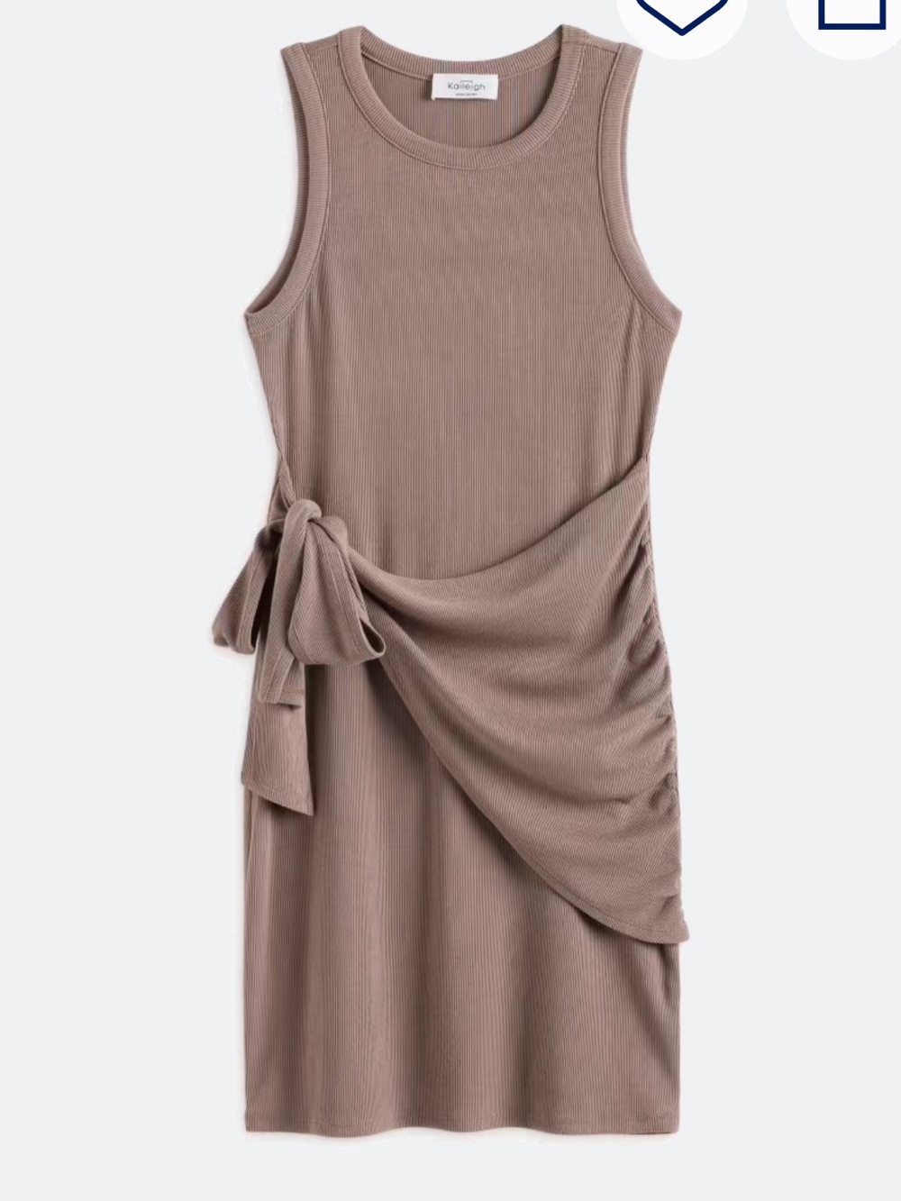 Kaileigh Taupe Ribbed Sleeveless Side-Tie Dress